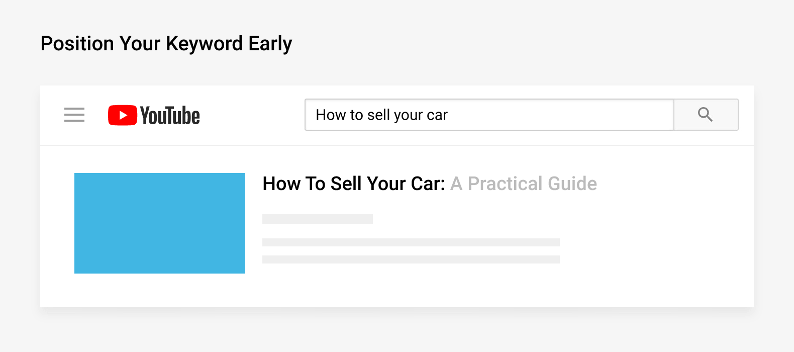 Position your keyword early Position your keyword early