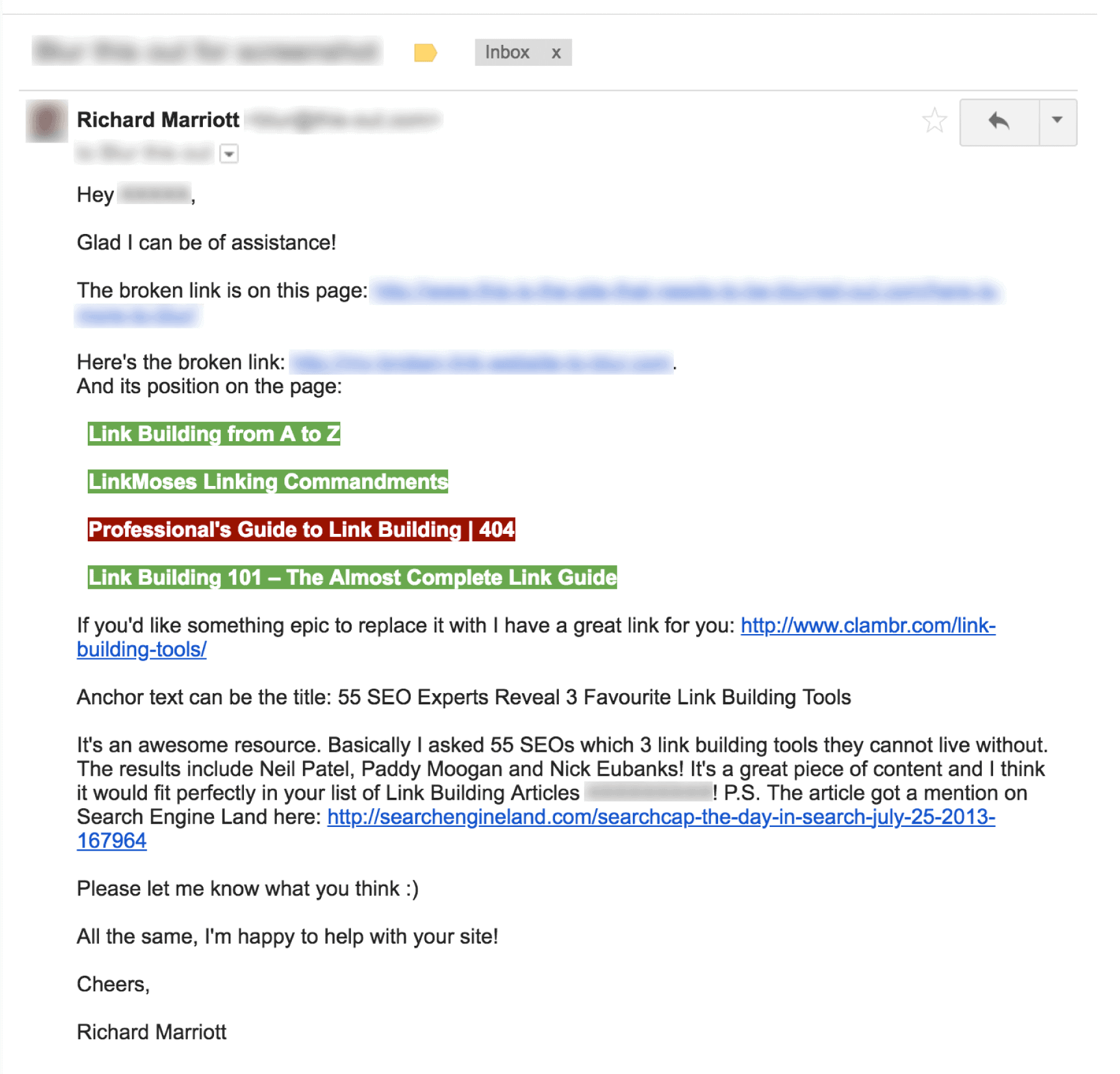 Richard’s outreach reply Richard's outreach reply