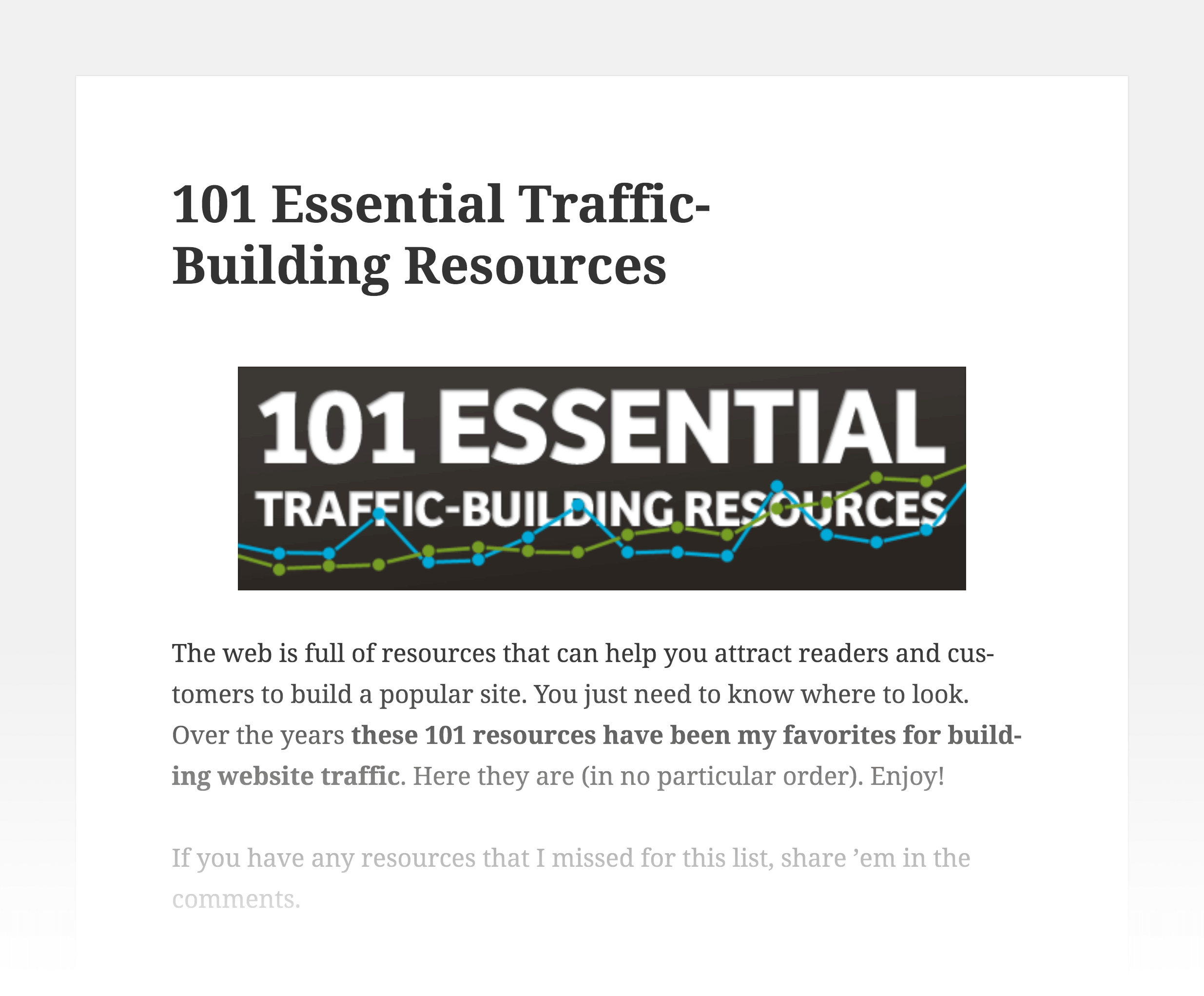 Essential traffic building resources Essential traffic building resources