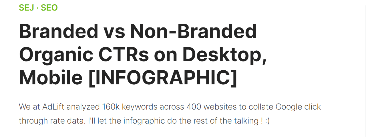 Semrush CTR 3 Searc Engine Journal study on branded and non-branded keywords