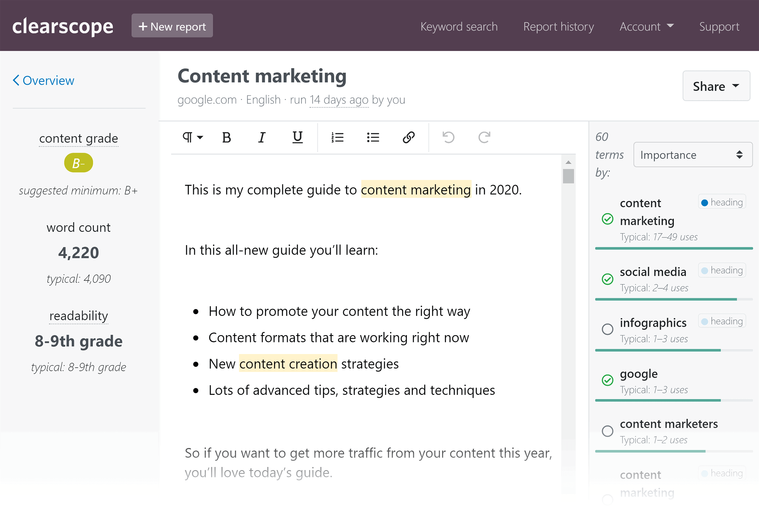 Clearscope – Backlinko – Optimize content – First page Clearscope – Backlinko – Optimize content – First page