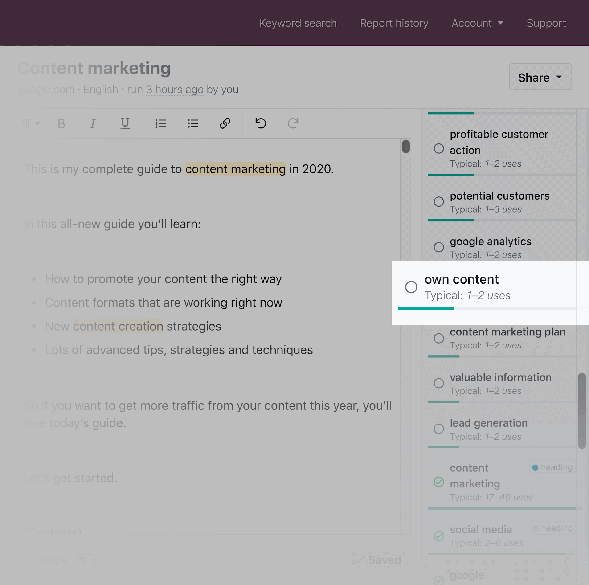 Clearscope – Backlinko – Reports – Sidebar not clear Clearscope – Backlinko – Reports – Sidebar not clear
