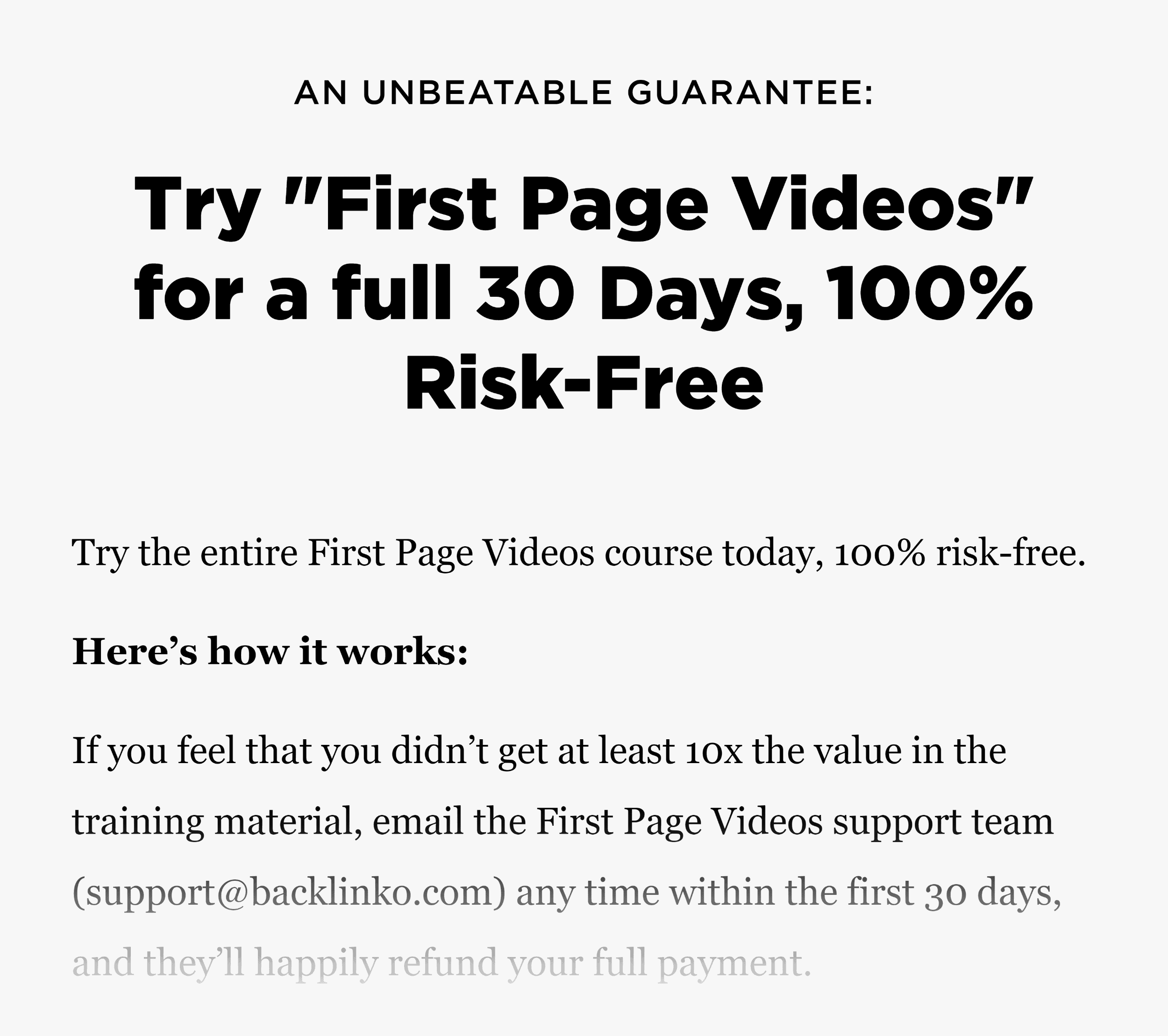 Firstpagevideos – Sales Page Guarantee Firstpagevideos – Sales Page Guarantee