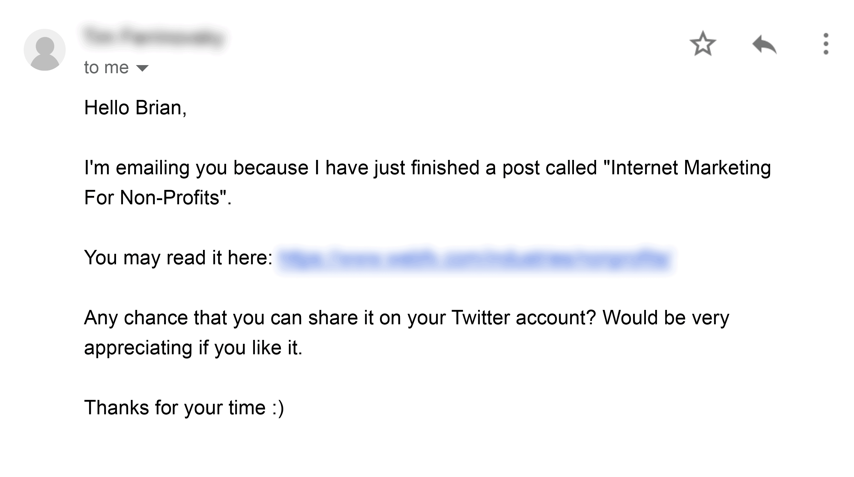 Bad outreach asking for share Bad outreach asking for share