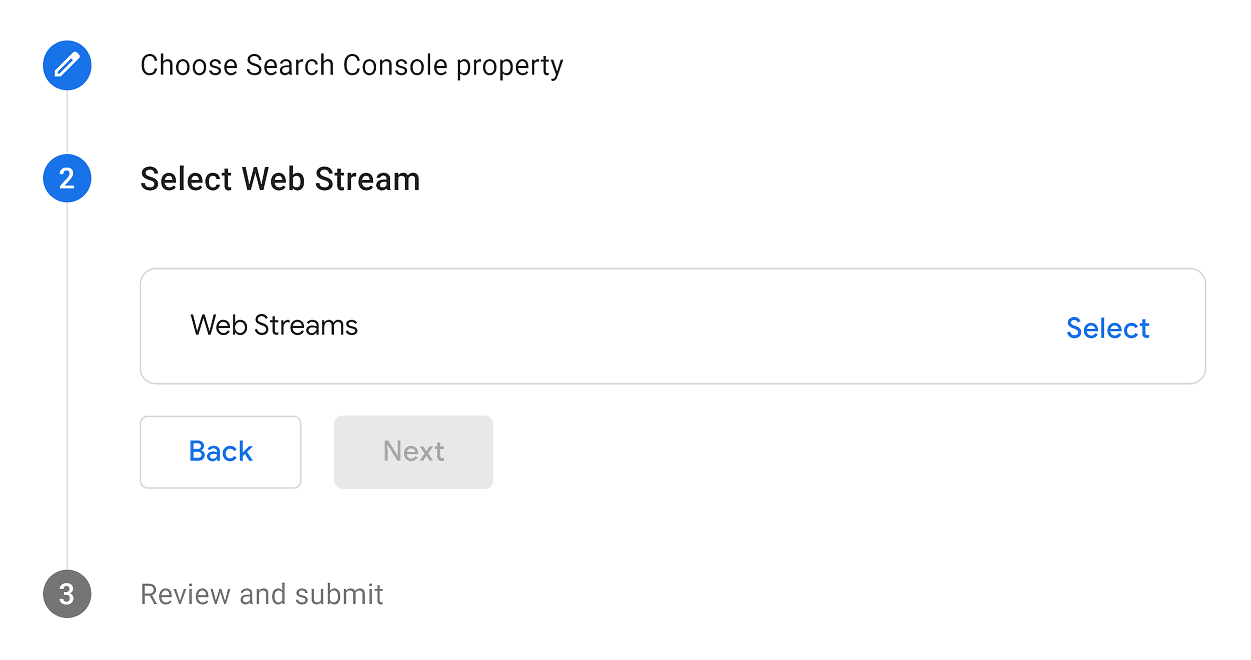 Select web streams Select web streams