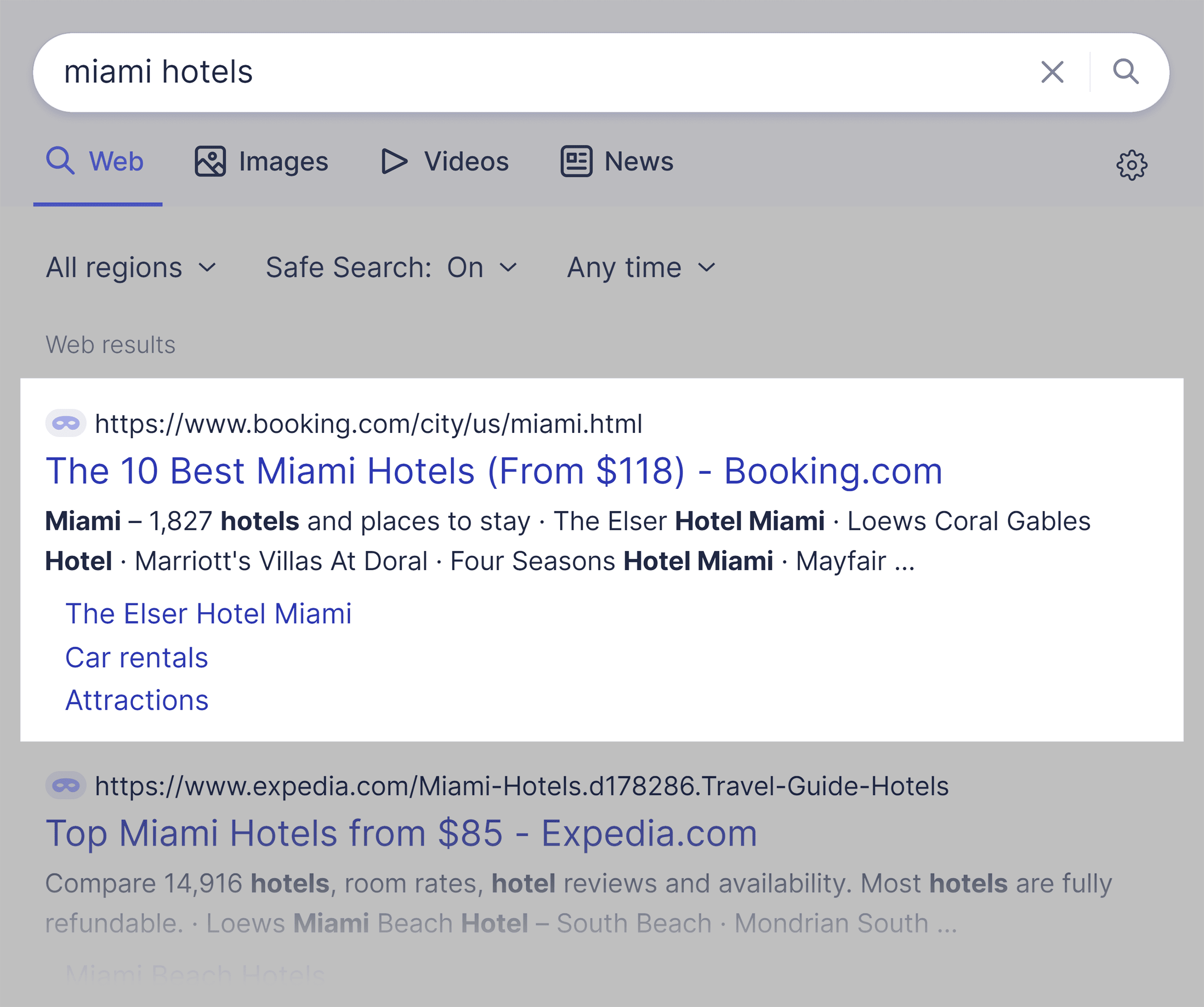 Startpage SERP – Miami hotels Startpage SERP – Miami hotels