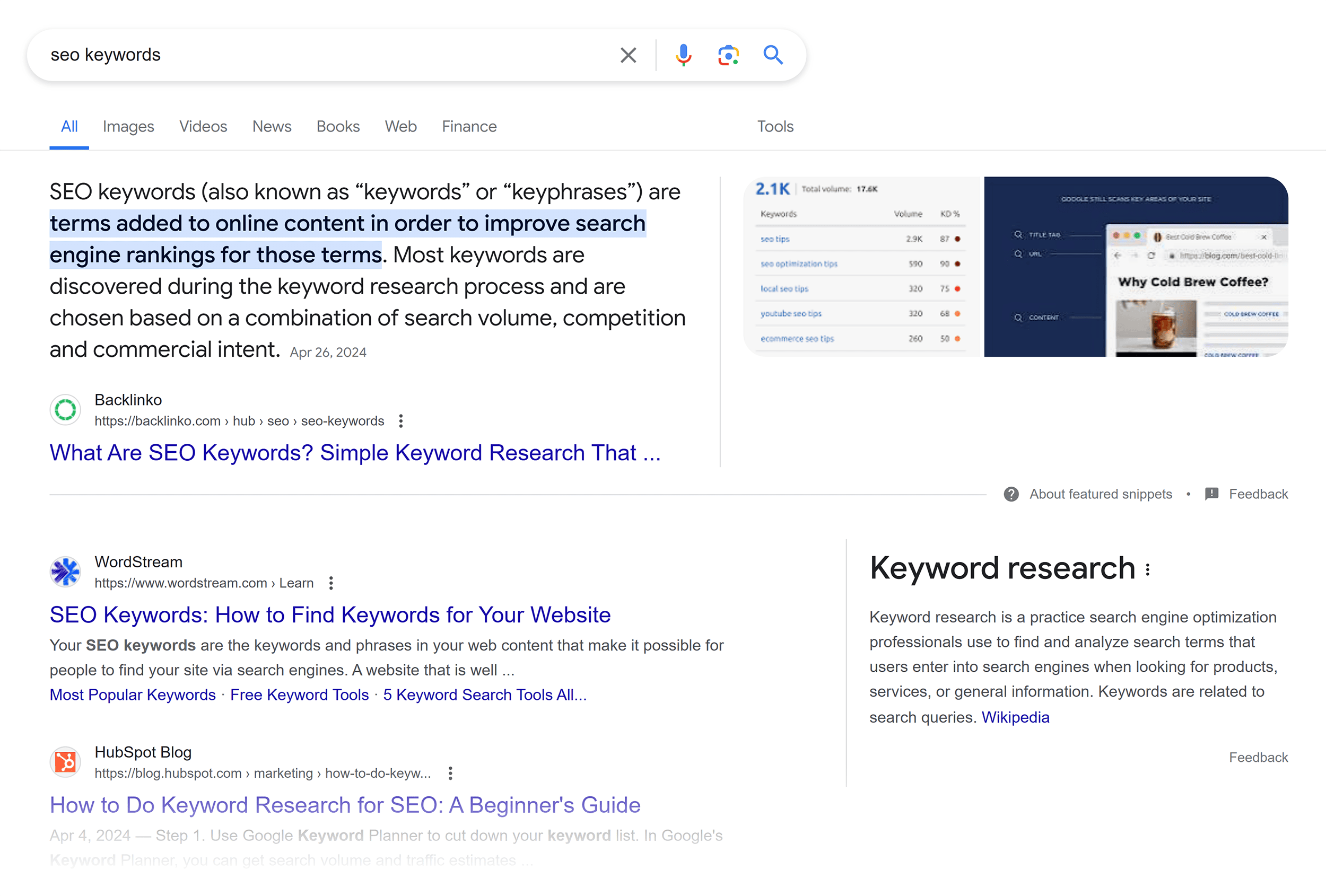 Featured snippet with images