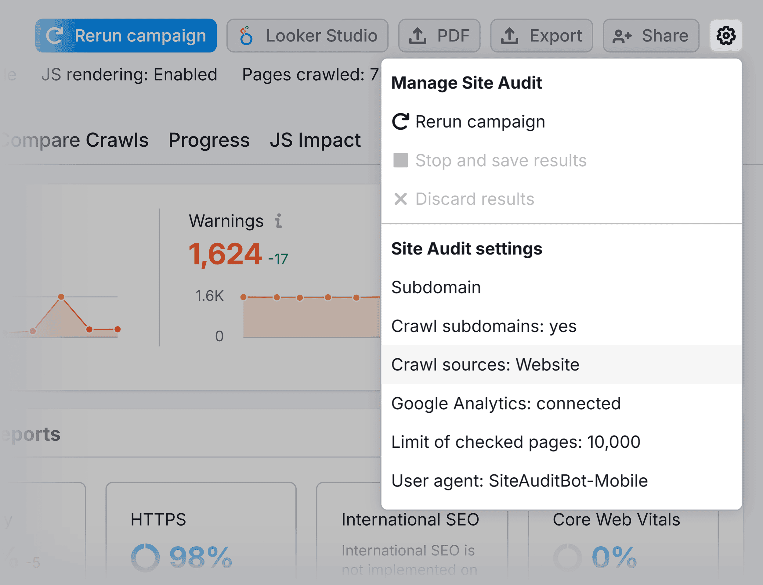 Site Audit – Settings – Crawl source Site Audit – Settings – Crawl source