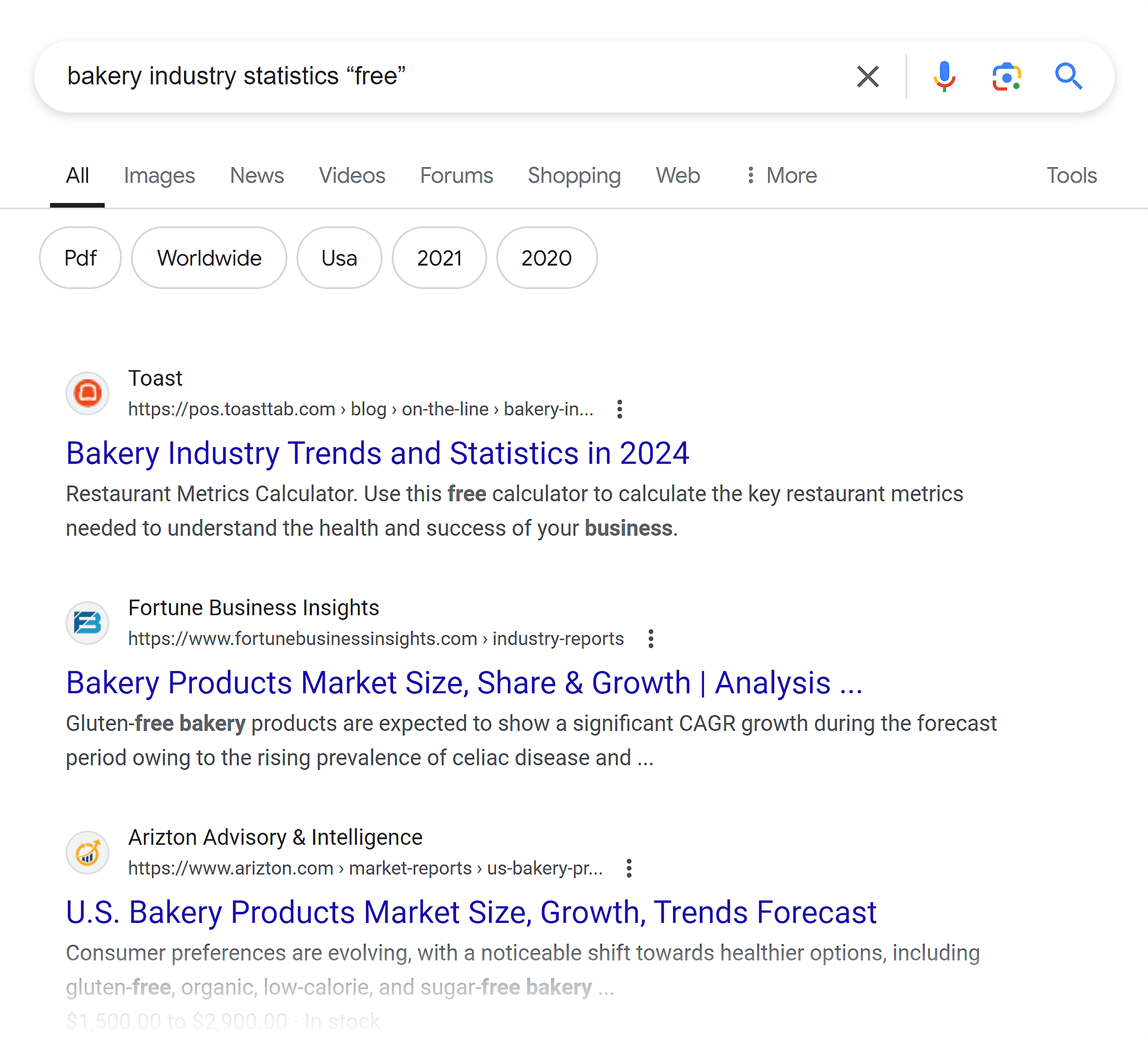 Google SERP – Bakery industry statistics free Google SERP – Bakery industry statistics free