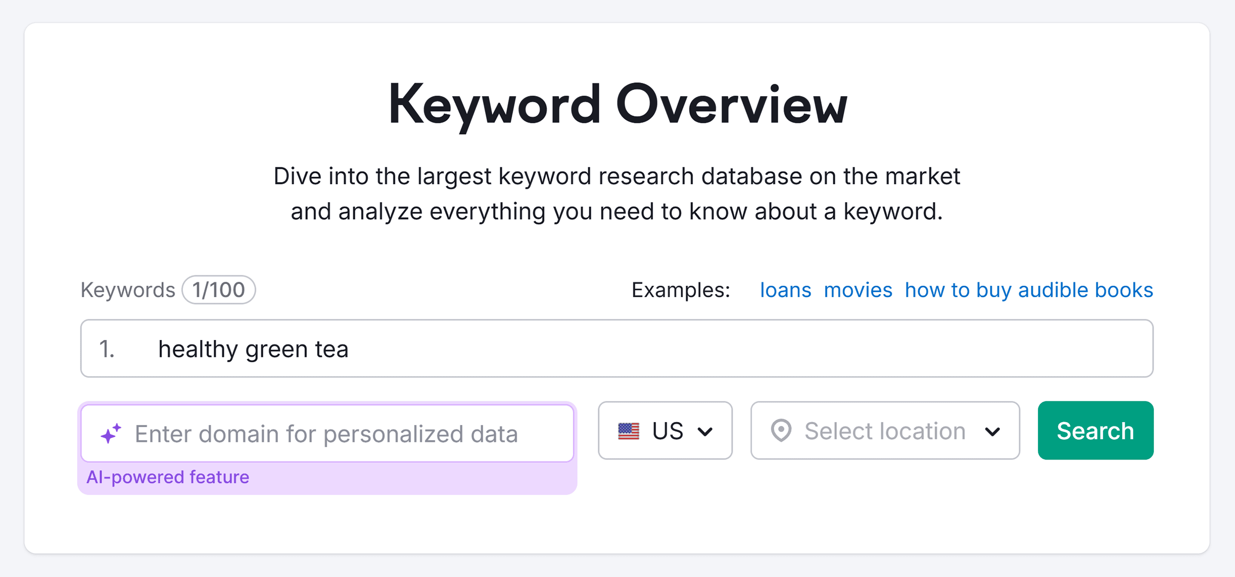 Keyword Overview – Search – Healthy green tea