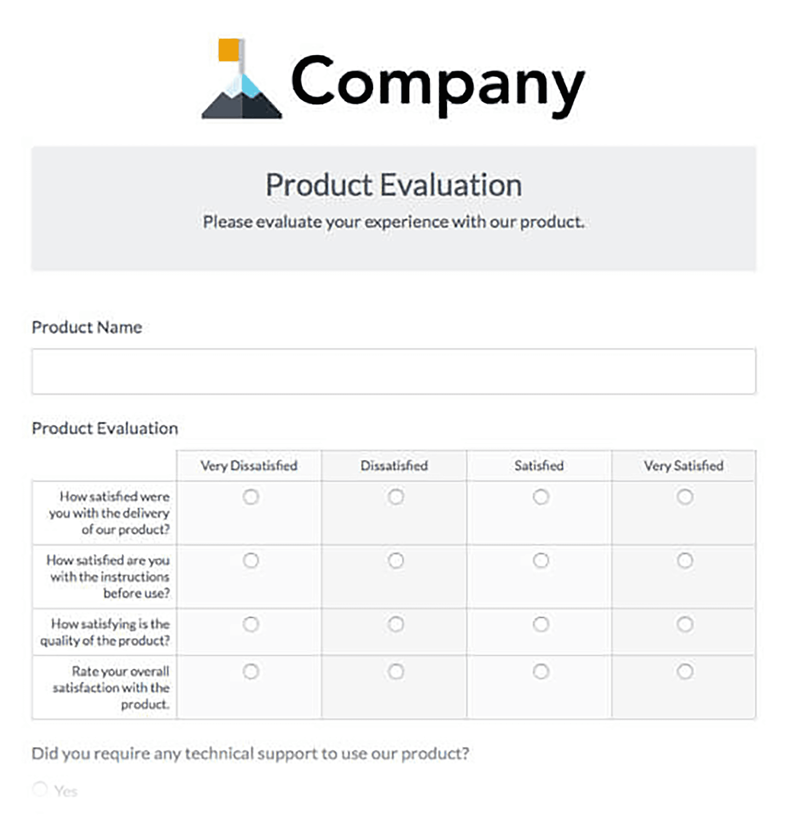 Product Evaluation Form Product Evaluation Form