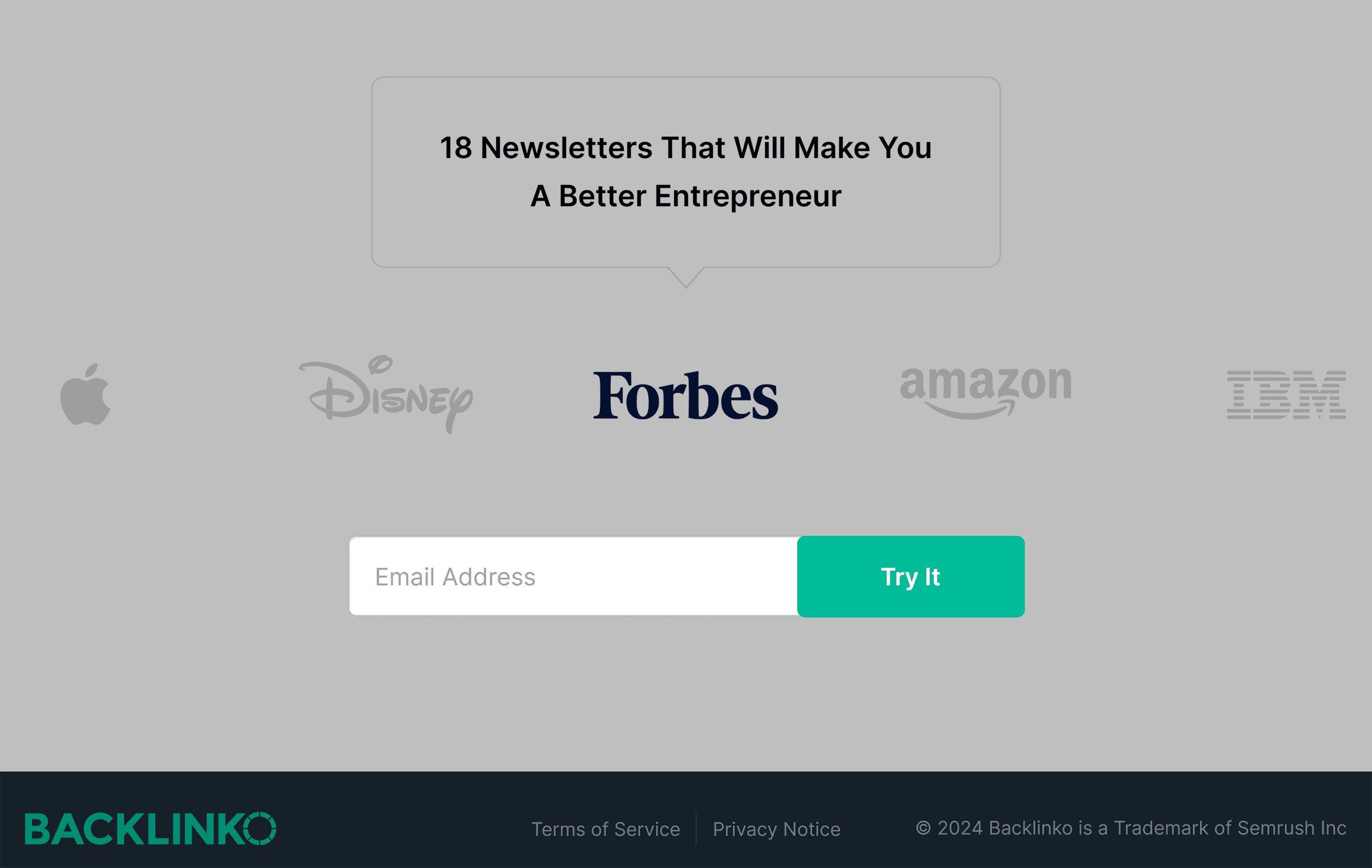 Backlinko newsletter – Opt-in at bottom of the page Backlinko newsletter – Opt-in at bottom of the page