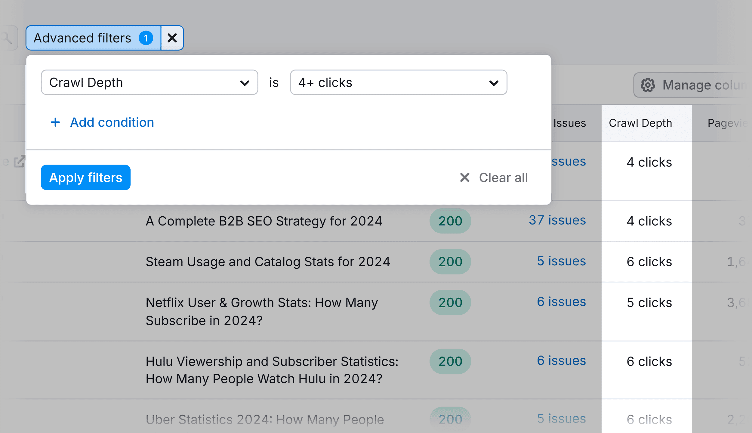 Site Audit – Crawled Pages – Advanced filters – Backlinko Site Audit – Crawled Pages – Advanced filters – Backlinko
