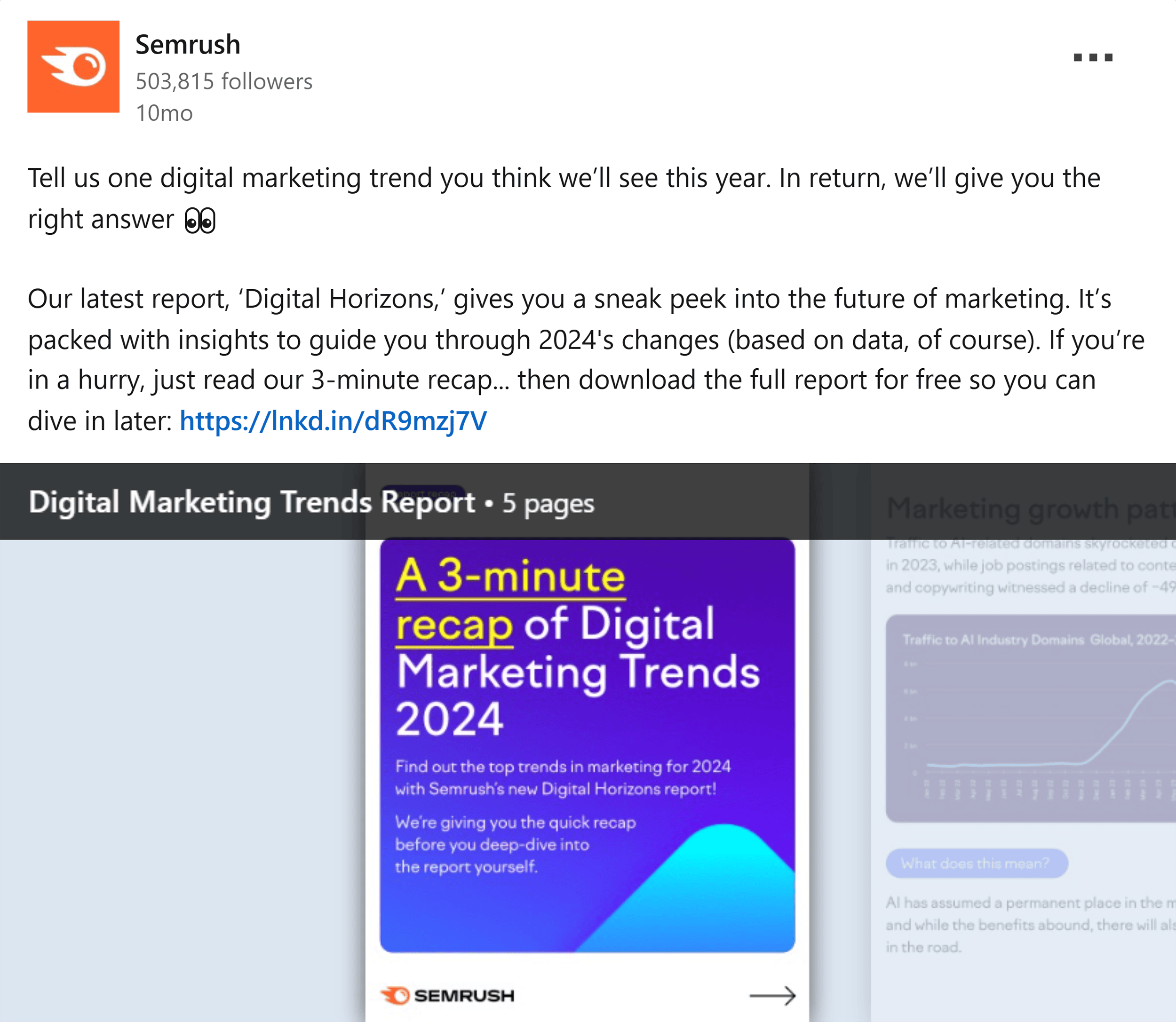 LinkedIn – Semrush – Digital marketing trends report LinkedIn – Semrush – Digital marketing trends report