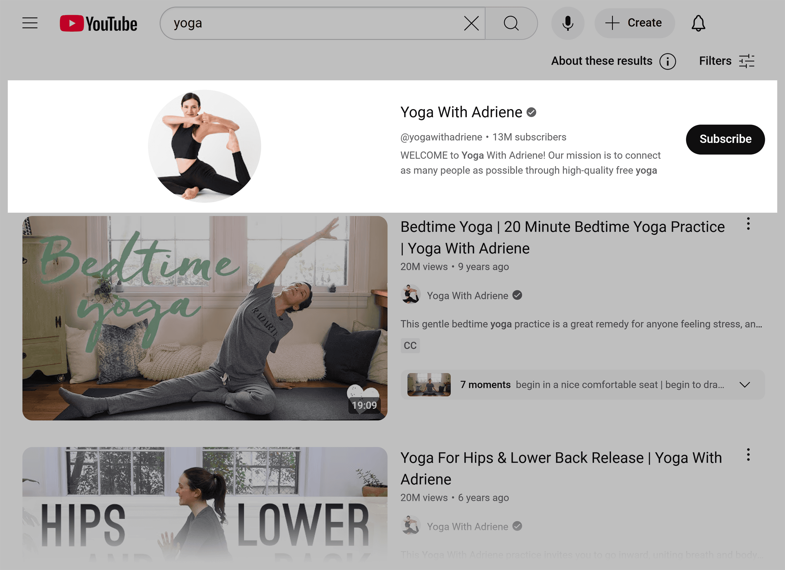 Channel ranking in YouTube search
