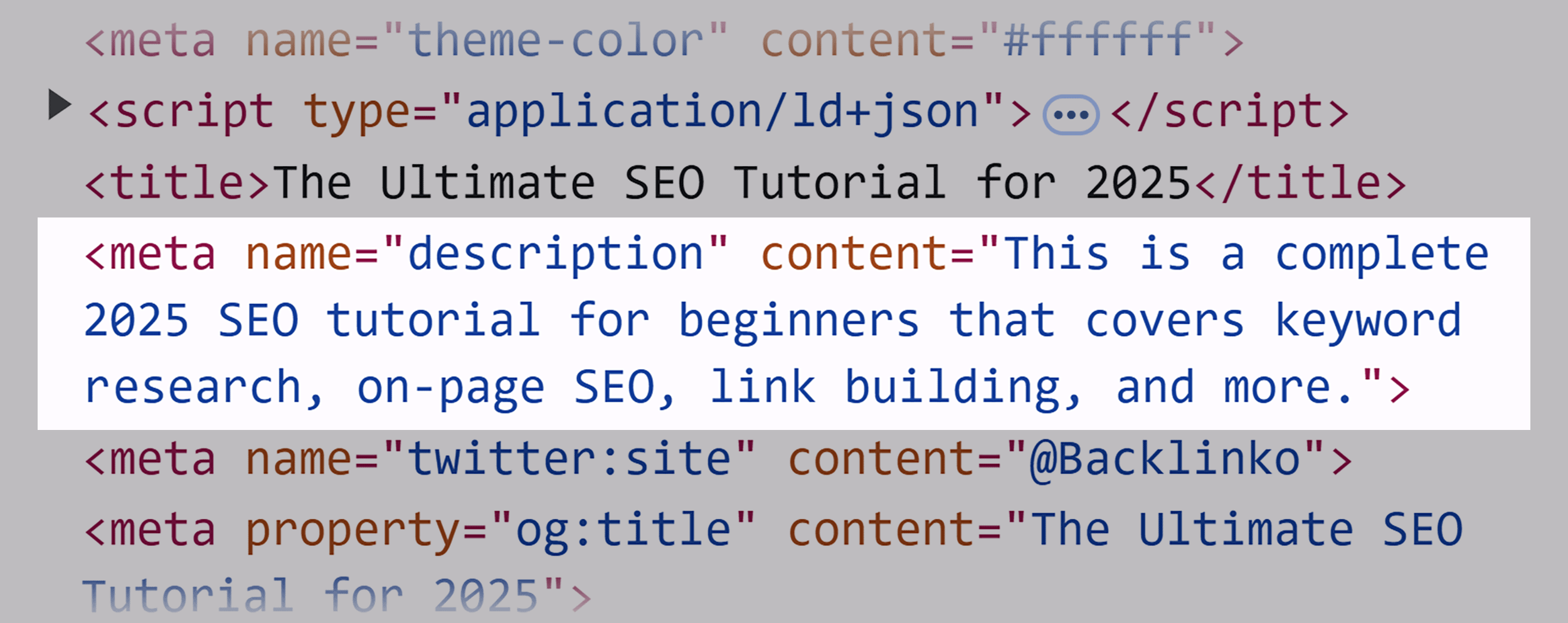 Backlinko – SEO Tutorial – Meta description code Backlinko – SEO Tutorial – Meta description code