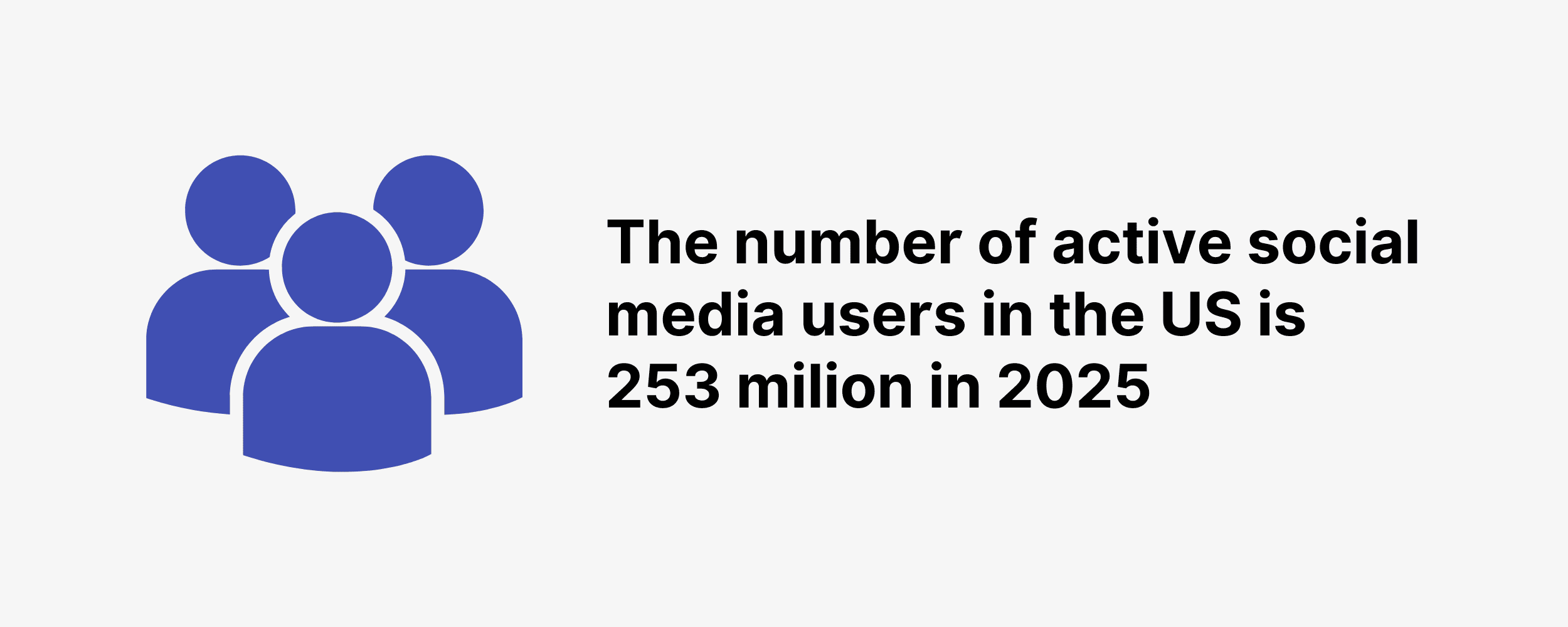 The number of active social media users in the US is 253 milion in 2025 The number of active social media users in the US is 253 milion in 2025