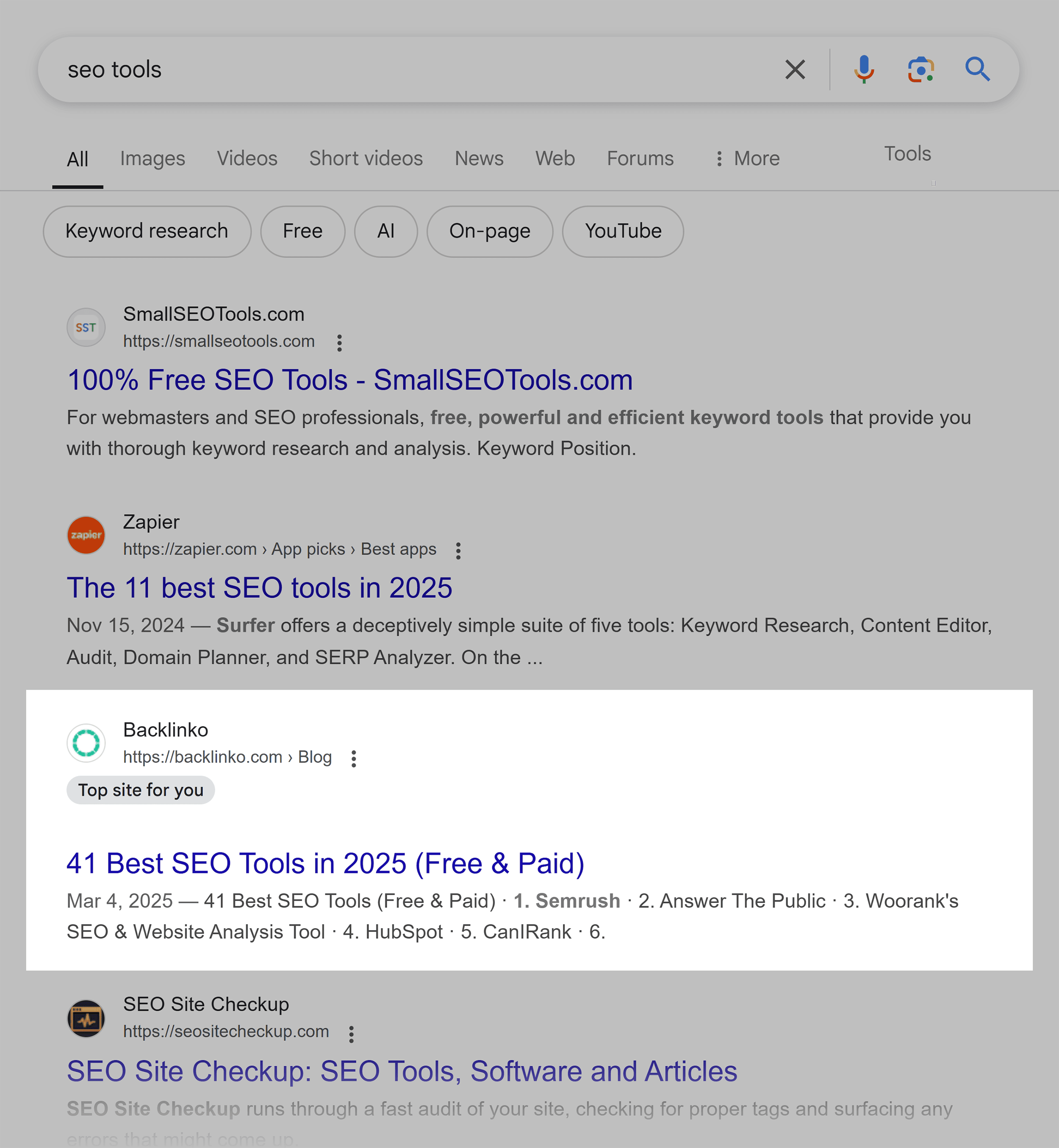 Google SERP – SEO Tools – Backlinko