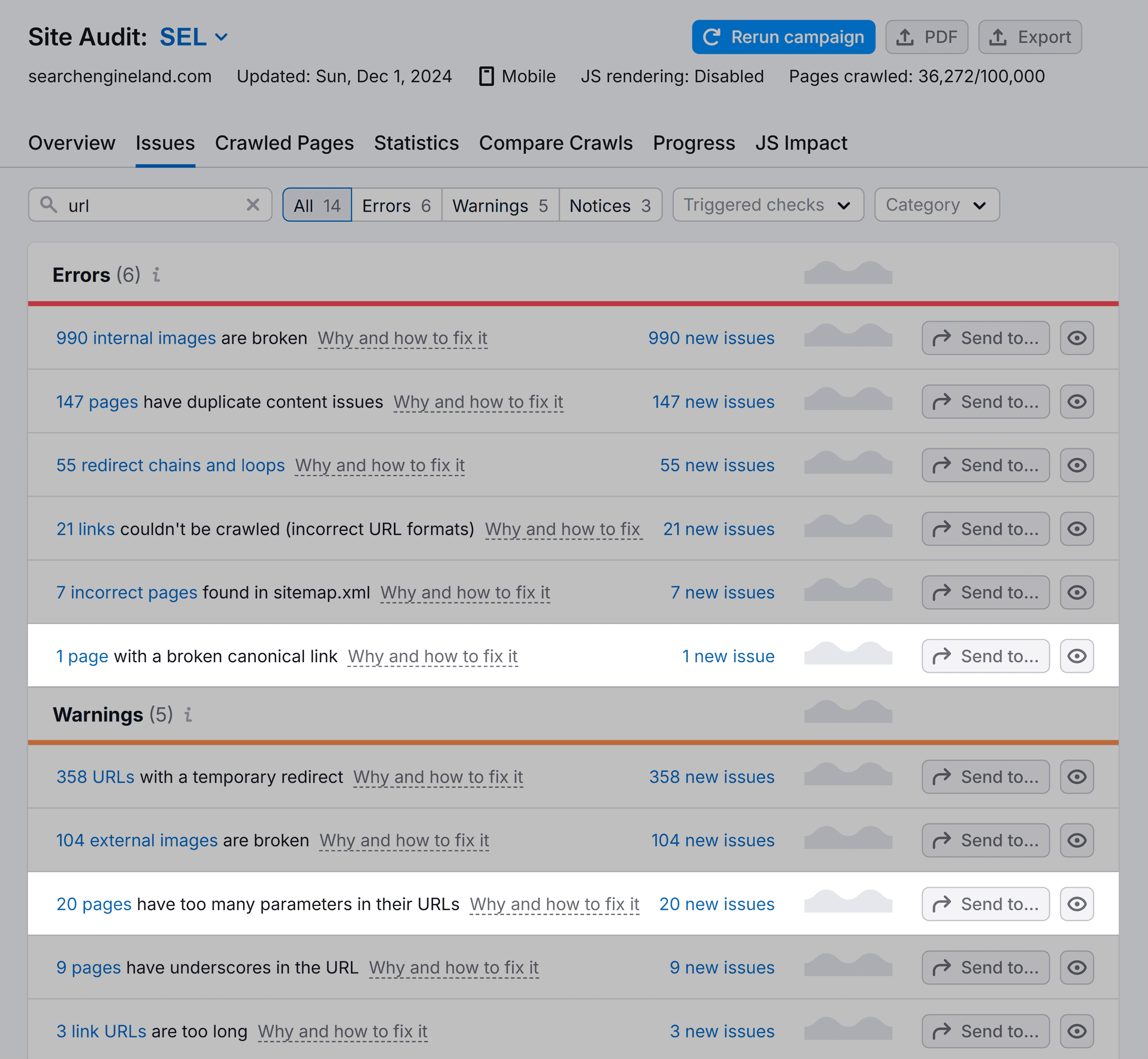 Site Audit – Issues – URL Site Audit – Issues – URL