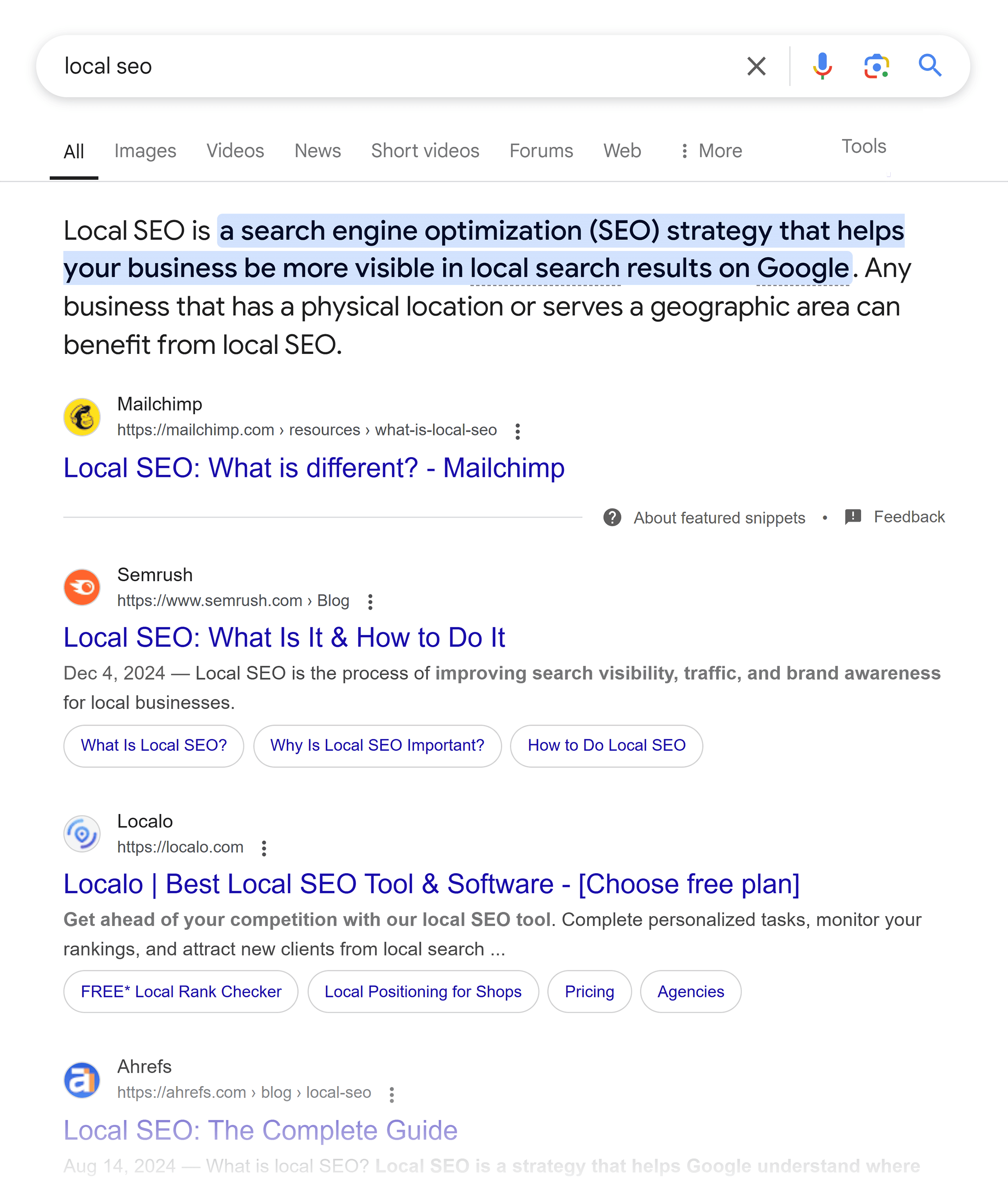 Google SERP – Local SEO Google SERP – Local SEO
