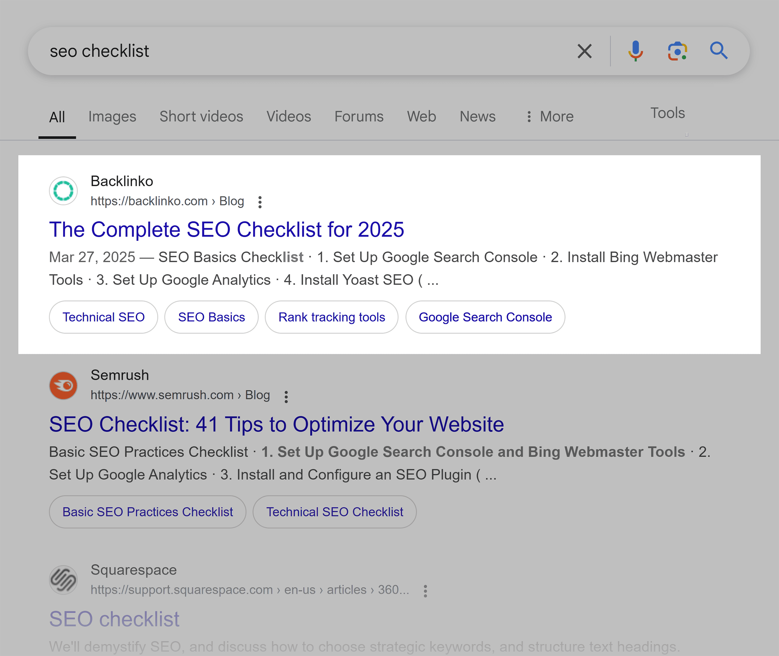 Google SERP – SEO Checklist Google SERP – SEO Checklist